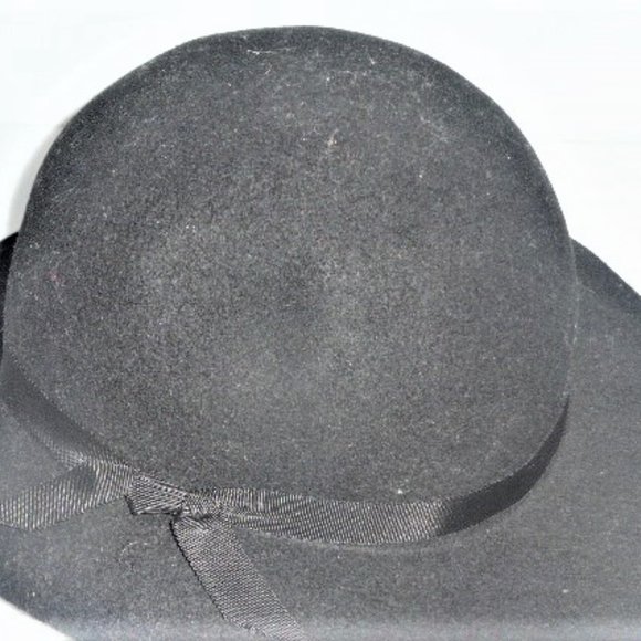 U.S.A Doeskin Felt 100% Wool WOMAN'S BLACK HAT w/ Bow Geo W. Bollman & Co. Ltd - Picture 4 of 9